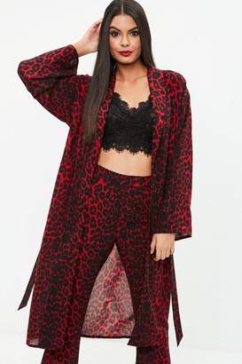 Missguided Red Leopard Duster Coat