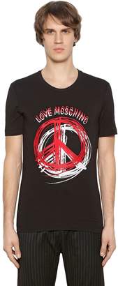 Love Moschino Peace Sign Print Stretch Jersey T-Shirt