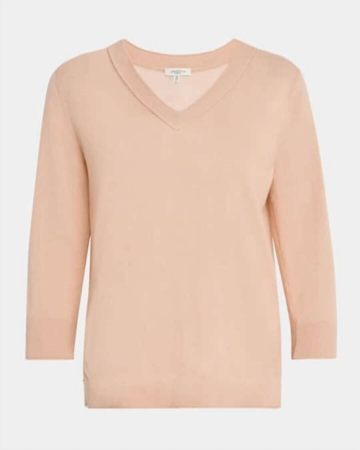 Lafayette 148 Women's Fine Gauge Cashmere V-Neck Sweater In Shell