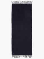 Thumbnail for your product : MAISON KITSUNÉ Tricolour-fox Fringed Wool Scarf - Dark Blue