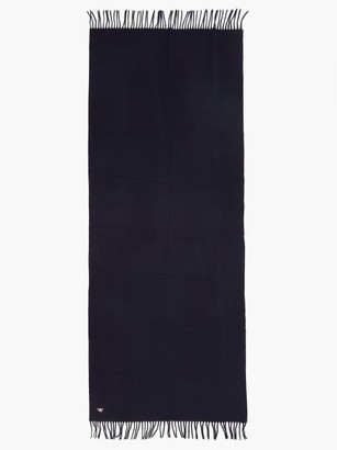 MAISON KITSUNÉ Tricolour-fox Fringed Wool Scarf - Dark Blue