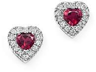 Bloomingdale's Rhodolite Garnet and Diamond Heart Earrings in 14K White Gold - 100% Exclusive
