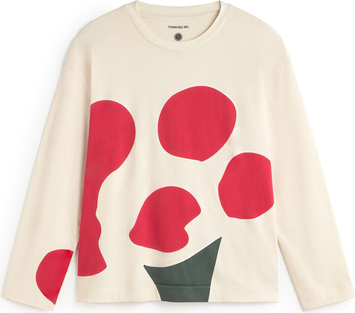 Thinking Mu White Long Sleeve Flower Emily T-Shirt
