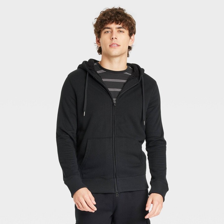 Men's Sherpa Lined Zip-Up Hoodie - Goodfellow & Co™ Black S - ShopStyle