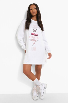 boohoo Petite Official Overdyed T-shirt Dress