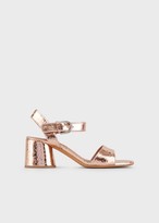 Thumbnail for your product : Emporio Armani High-Heeled, Crackled Leather Sandals