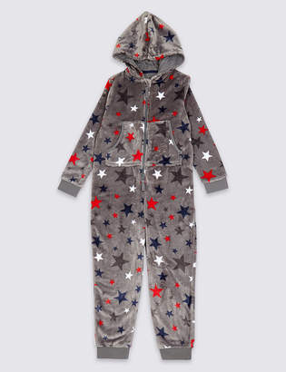 Marks and Spencer All Over Star Hooded Onesie (1-16 Years)