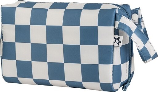 tiny twinkle TinyTwinkleWaterproofMakeupBag–PortableTravelCosmeticOrganizerwithHandleandSecureZipper-BlueCheckers