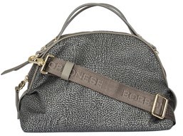 Borbonese Women's Grey Leather Handbag.