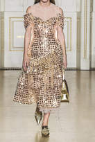 Thumbnail for your product : Simone Rocha Cold-shoulder Sequined Tulle Midi Dress - Gold