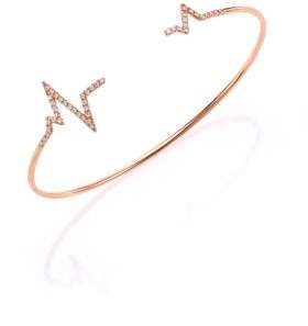 Diane Kordas Diamond & 18K Rose Gold Heartbeat Cuff Bracelet