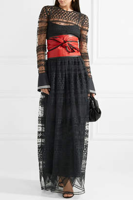 Philosophy di Lorenzo Serafini Piqué-trimmed Lace Maxi Dress - Black