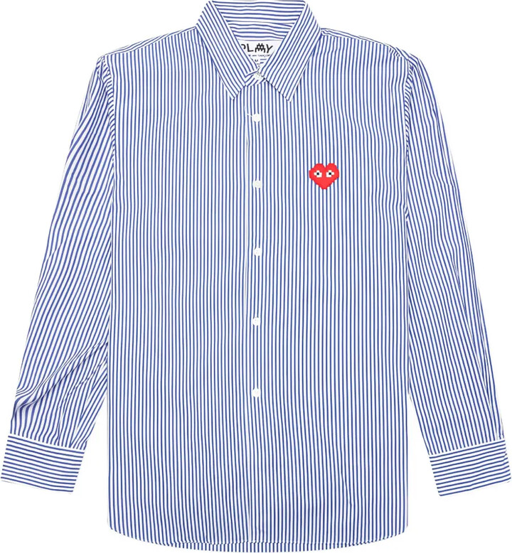 Comme des Garçons PLAY Broad-Striped Heart-Embroidered Shirt