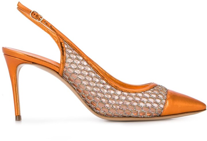 orange slingback pumps