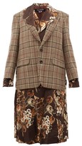 Thumbnail for your product : Junya Watanabe Checked And Floral-print Layered Jacket - Brown Multi