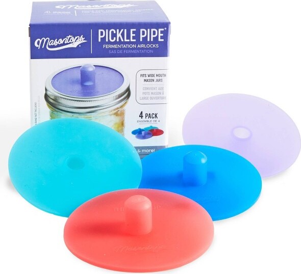 MASONTOPS Masontops4pkPicklePipeFermentationAirlocksWide:SiliconeFermentationLidsforMasonJar,Dishwasher-Safe