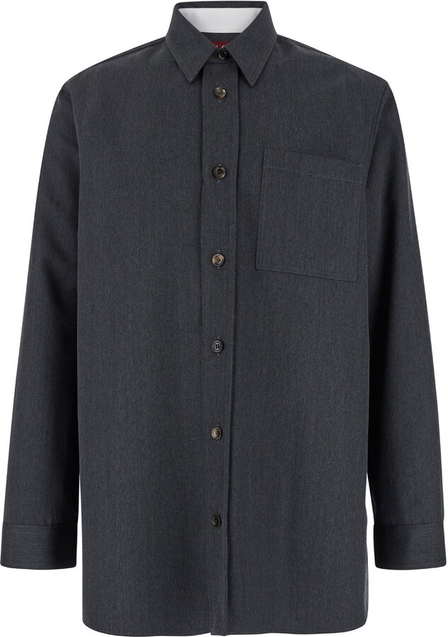 Gucci Grey Shirt With Pointed Collar In Wool Man