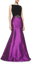 Thumbnail for your product : Theia Sleeveless Beaded-Waist Mermaid Gown