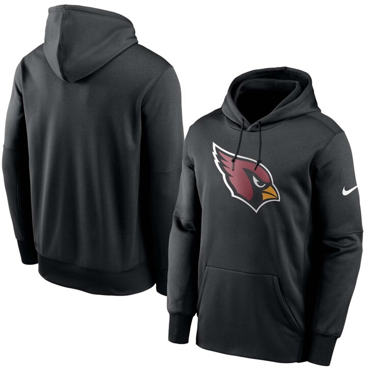 Nike Men's Big and Tall Black Arizona Cardinals Fan Gear Primary Logo Therma Performance Pullover Hoodie