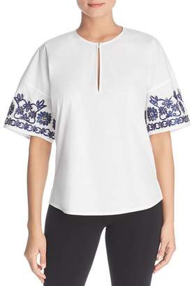 Tory Burch Amy Embroidered Sleeve Top