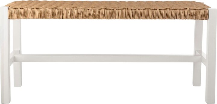 Alaterre Furniture Newport 40in Wood Bench with Handcrafted Woven Rope Seat