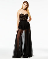 Thumbnail for your product : Crystal Doll Juniors' Strapless Illusion Romper Gown