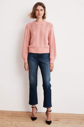 Velvet by Graham & Spencer CERSEI LACE STITCH PUFF SLEEVE SWEATER