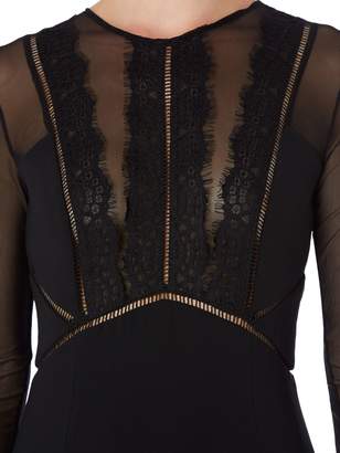 Bardot Long Sleeved Lace Detail Midi Dress