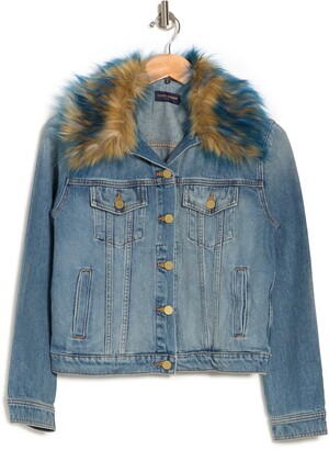 Ramy Brook Gisele Faux Fur-trimmed Jean Jacket in Vintage Wash Blue Womens Clothing Jackets Jean and denim jackets 