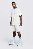 Thumbnail for your product : boohoo Oversized T-Shirt & Short Set With Sports Rib