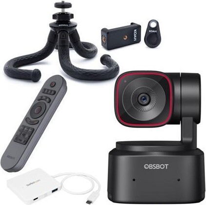 OBSBOT Tiny 2 Lite AI-Powered 4K PTZ Webcam with Advanced CMOS Sensor and Preset Modes Bundle with Smart Wireless Remote Controller (Gray),...