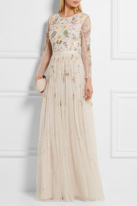 Needle & Thread Embellished Tulle Gown - Off-white