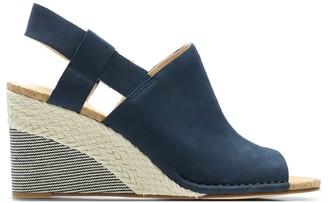 clarks blue suede wedge sandals