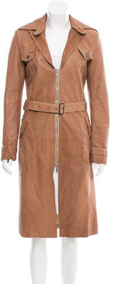 Versace Jeans Belted Leather Coat