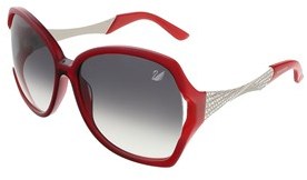 Swarovski Sk0065/s 66b Transparent Red/shaded Opal Red Square Sunglasses.
