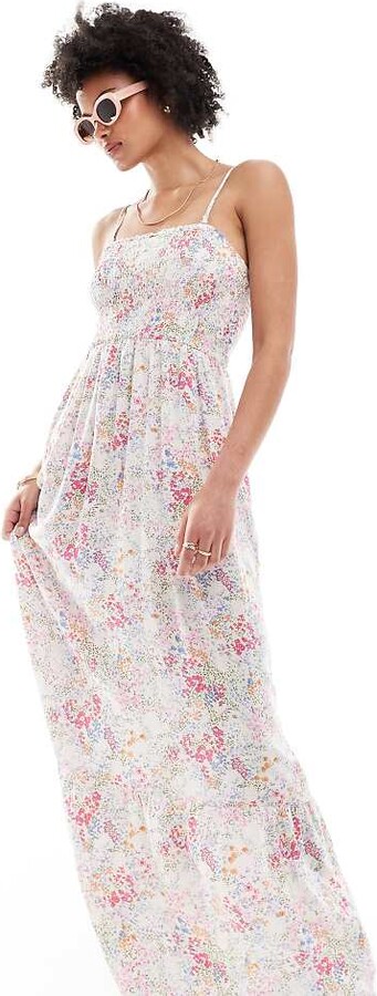 JDY Tall shirred top maxi dress in ditsy pink floral ShopStyle