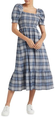 French Connection Check Shirred Midi Dress Two
