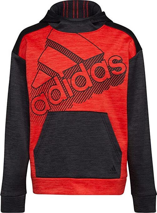 Adidas Originals Kids Color-Block Melange Hooded Pullover (Big Kids) (Black/ Red) Boy's Clothing - ShopStyle