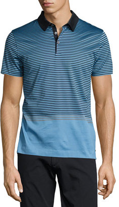 BOSS Contrast-Stripe Polo Shirt, Light Blue