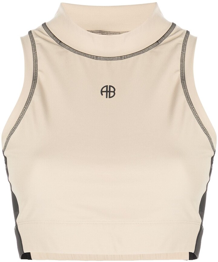 Anine Bing Jenna twotone mockneck sports bra ShopStyle