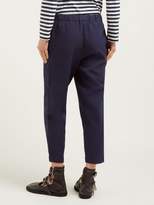 Thumbnail for your product : Comme des Garcons Girl Girl - Elasticated Waist Cropped Twill Trousers - Womens - Navy