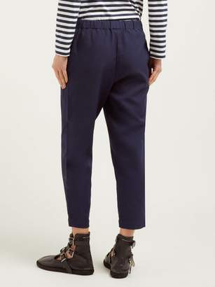 Comme des Garcons Girl Girl - Elasticated Waist Cropped Twill Trousers - Womens - Navy
