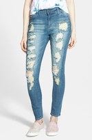 Thumbnail for your product : Lee Cooper 'Jainie' Skinny Jeans (Destroyed Blue)