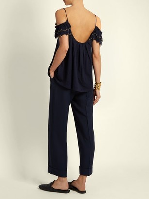Alex Gore Browne Trapeze Wool And Cashmere-blend Top - Navy
