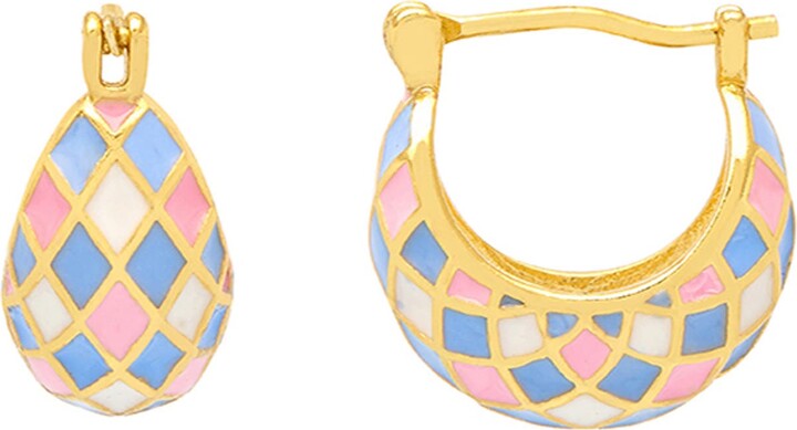 Estella Bartlett Enamel Patchwork Hoop Earrings