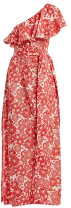 Lisa Marie Fernandez Arden Floral Print Off Shoulder Dress - Womens - Red Multi