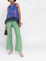 Thumbnail for your product : La DoubleJ La Scala feather-embellished top