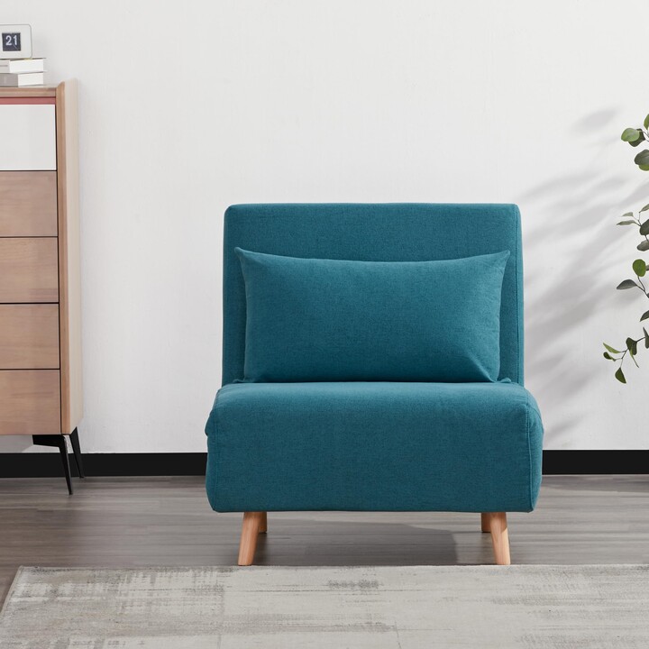 Gia Tri-Fold Convertible Polyester Sofa Bed Chair with Removable Pillow and Legs