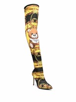 Thumbnail for your product : Moschino Teddy-print thigh-high boots