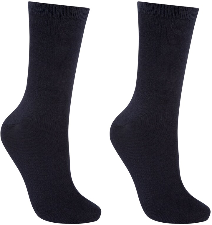 2 x pairs Fifi  Ladies Navy Ankle Socks  Size 6-9 80% Cotton C033.M Made In UK